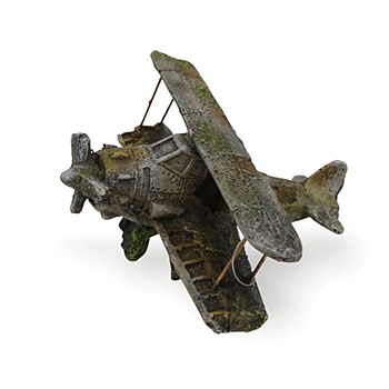 Kazoo Fish Tank Ornament Crashed Biplane Small