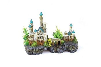 Kazoo Fish Tank Ornament Mountain Castle with Plants Small