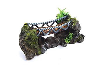 Kazoo Fish Tank Ornament Rope Bridge with Plants