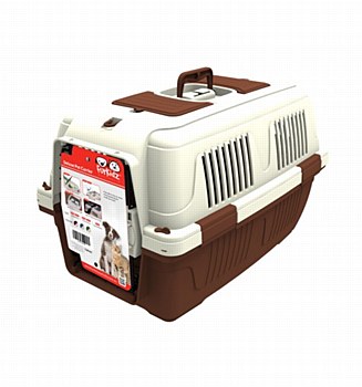 Furkidz Pet Carrier Deluxe Brown &amp; Beige