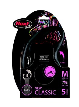 Flexi Classic Tape Dog Lead Retractable Medium 5m Black
