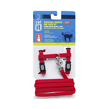 Nylon Cat Harness and Lead Small Red