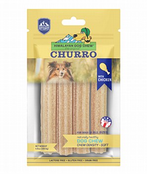 Himalayan Dog Chew Churro with Chicken Dog Treats (4 Pack)