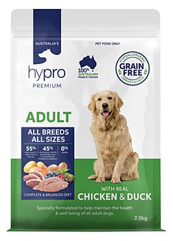 Hypro Premium Grain Free Adult Chicken &amp; Duck 2.5kg Dry Dog Food