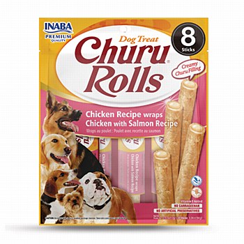INABA Churu Rolls Chicken with Salmon Recipe Dog Treats 96g