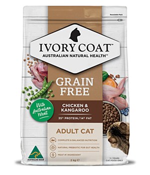 Ivory Coat Grain Free Chicken &amp; Kangaroo 2kg Dry Adult Cat Food