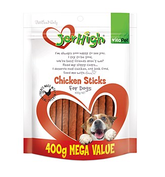 VitaPet JerHigh Chicken Sticks Dog Treats 400g