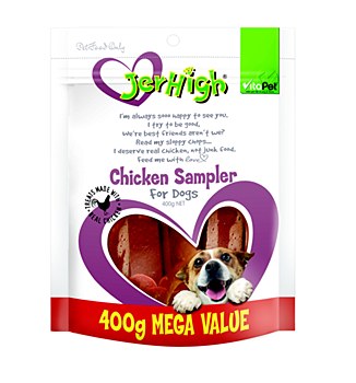 VitaPet JerHigh Chicken Sampler Variety Pack Dog Treats 400g