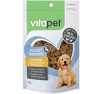 VitaPet Pocket Trainers Chicken with Sweet Potatoes and Blueberries Dog Treats 70g
