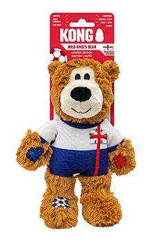 KONG Soccer World Cup Knot Bear England Dog Toy