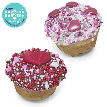 Kazoo Barney's Bakery Cupcake Duo Hearts Dog Treat