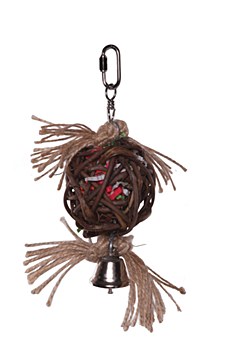 Kazoo Hanging Wicker Ball and Bell Medium Bird Toy