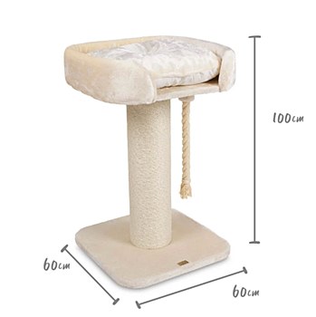 Kazoo High Bed Cream Plush Cat Scratch Post
