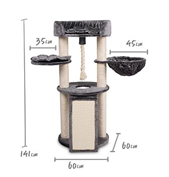 Kazoo Kitty Scratch &amp; Sleep Cream &amp; Charcoal Cat Scratch Post