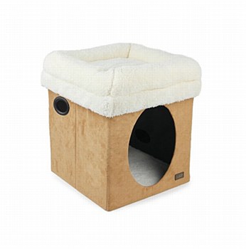 All For Paws LAM 2 in 1 Cat Castle Tan &amp; Beige Cat Bed