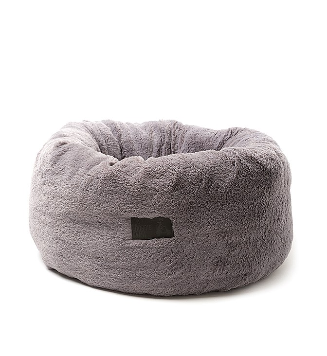 la doggie vita plush donut dog bed grey