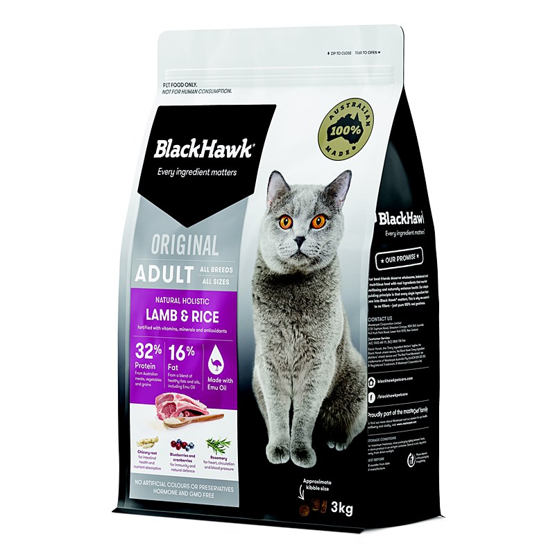 BlackHawk Adult Lamb Rice Dry Cat Food 3kg Mega Pet Warehouse