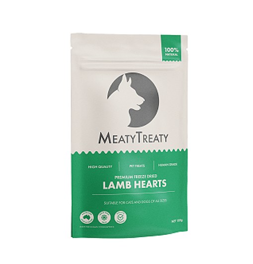 MeatyTreaty Premium Freeze Dried Lamb Hearts 100g Pet Treats Mega Pet Warehouse