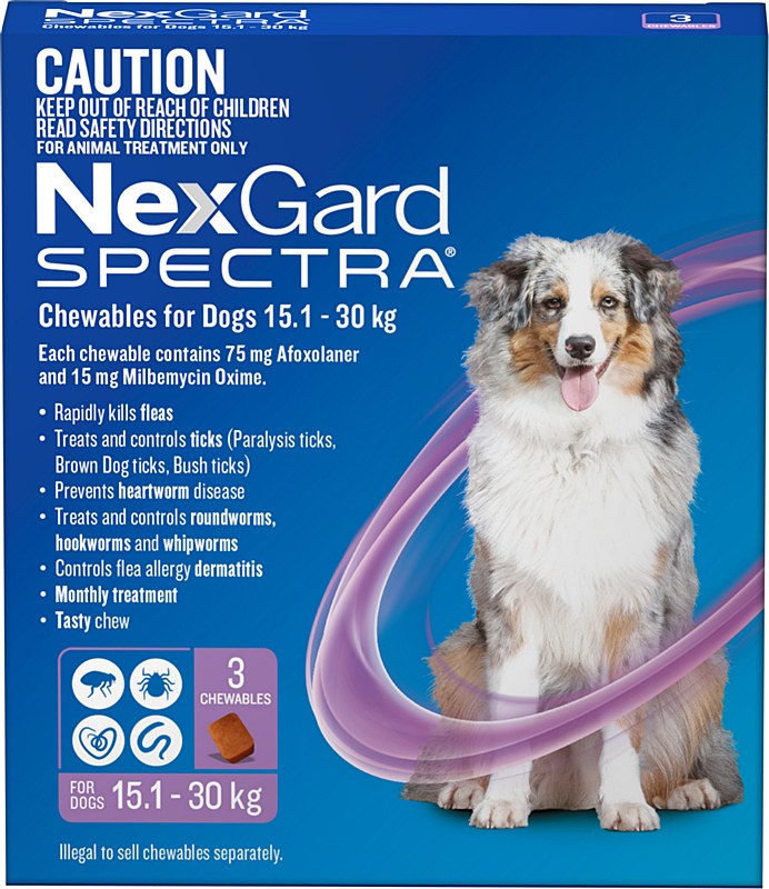 NexGard Spectra Wormer and Flea Chew for Dogs 15.1kg to 30kg (3