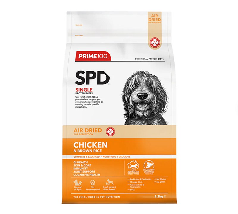 Prime100 SPD Air Dried Chicken & Brown Rice Dry Dog Food 2.2kg Mega