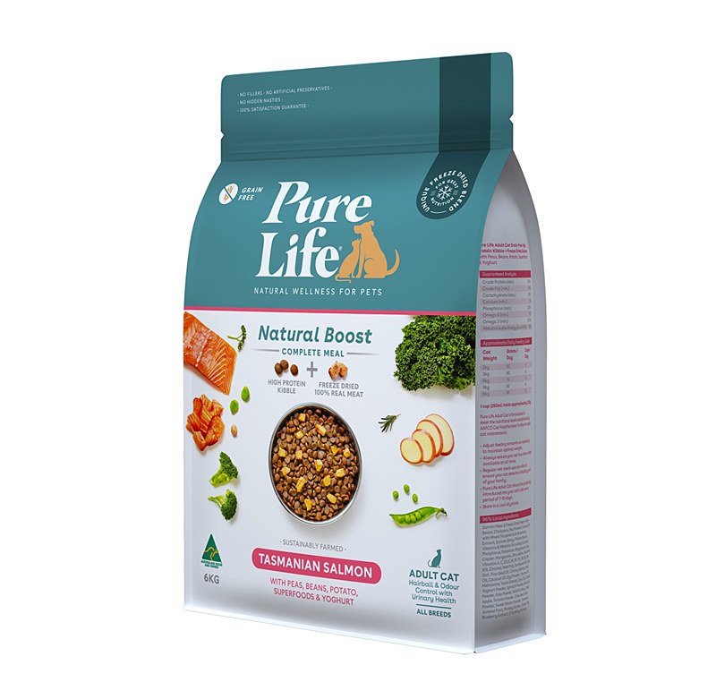 Pure Life Natural Boost Tasmanian Salmon Adult Cat Dry Food 6kg Mega