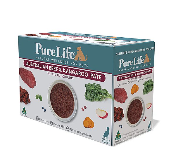 Pure Life Australian Beef Kangaroo Pate 12x80g Wet Cat Food Mega Pet Warehouse