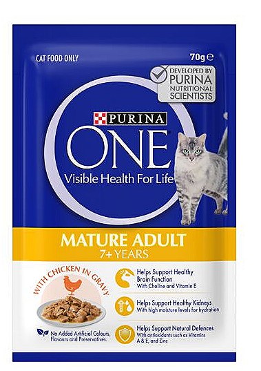 Purina One Mature Adult With Chicken In Gravy 12x 70g Wet Cat Food 