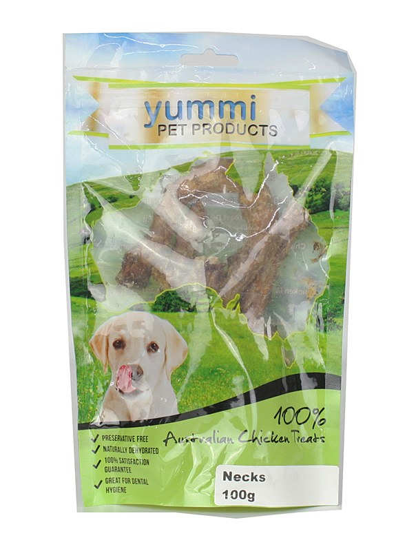 Yummi Australian Chicken Necks 100g Dog Treats Mega Pet Warehouse
