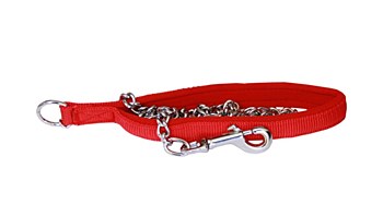 Montys Chain Dog Lead with Neoprene Handle 2.5mm x 120cm Red