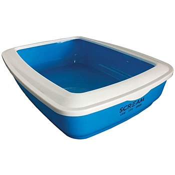 Scream Rectangular Blue Cat Litter Tray