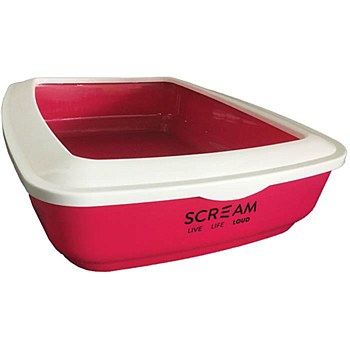 Scream Rectangular Pink Cat Litter Tray