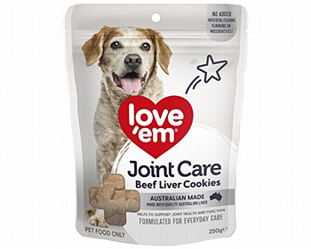 Love Em Joint Care Beef Liver Cookies Dog Treats 250g