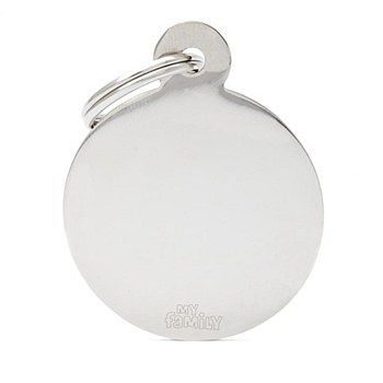 My Family Basic Circle Large Chrome Pet Tag