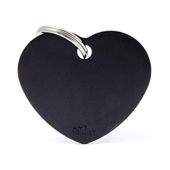 My Family Basic Heart Large Black Pet Tag