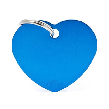 My Family Basic Heart Large Blue Pet Tag