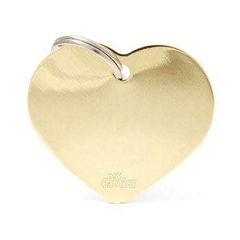My Family Basic Heart Large Gold Pet Tag