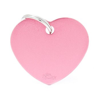 My Family Basic Heart Large Pink Pet Tag