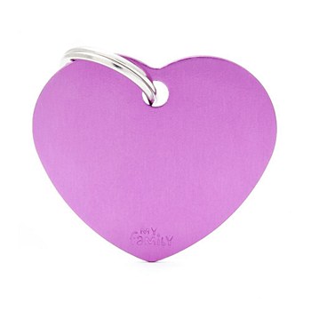 My Family Basic Heart Large Purple Pet Tag