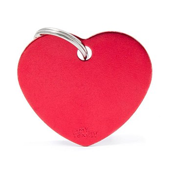 My Family Basic Heart Large Red Pet Tag
