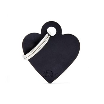 My Family Basic Heart Small Black Pet Tag