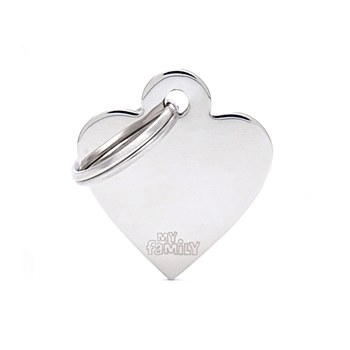 My Family Basic Heart Small Chrome Pet Tag