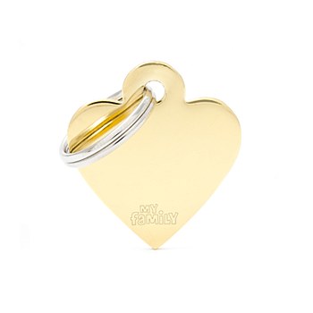 My Family Basic Heart Small Gold Pet Tag
