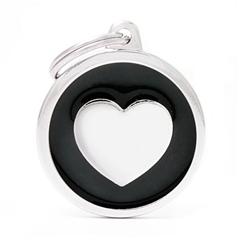 My Family Classic Heart Large Black Pet Tag
