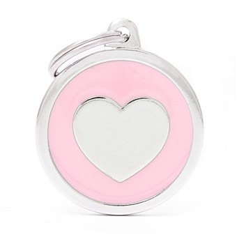My Family Classic Heart Large Pink Pet Tag