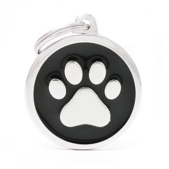 My Family Classic Paw Large Black Pet Tag
