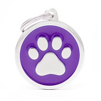 My Family Classic Paw Large Purple Pet Tag