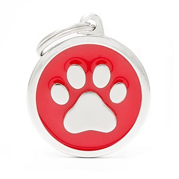 My Family Classic Paw Large Red Pet Tag
