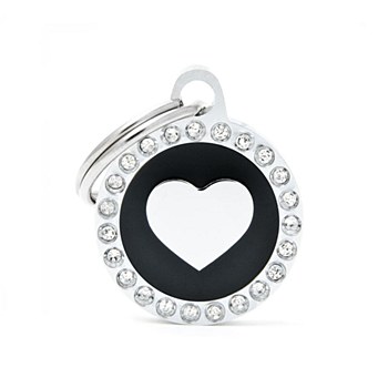 My Family Glam Heart Black Pet Tag