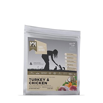 Meals for Meows Hypoallergenic Grain &amp; Gluten Free Turkey &amp; Chicken with Vegetables and Coconut Oil 2.5kg Dry Kitten Food