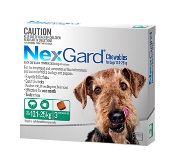 NexGard Flea and Tick Chew for Dogs 10.1kg to 25kg (3 Pack)